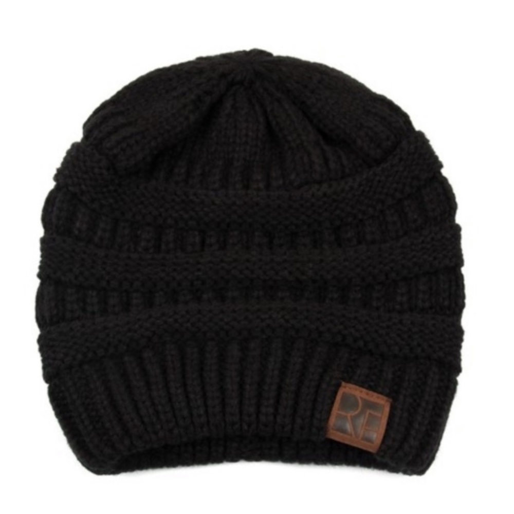 Black knit beanie